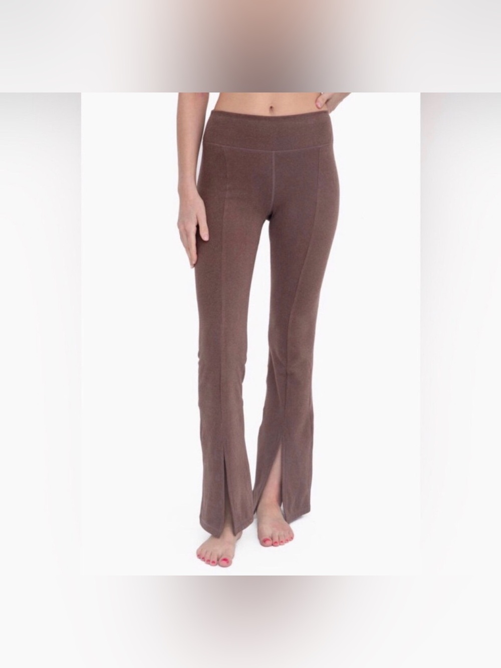 Mono B Chocolate Split-Hem Flared Leggings/Pants